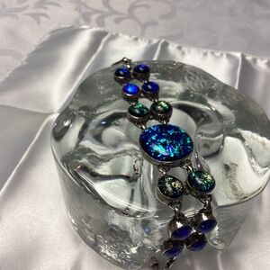 CONFETTI BLUES / GREENS. BRACELET. LARGE. UNIQUE. BEAUTIFUL STERLING OOAK💙💚